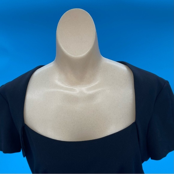 Evan Picone Black Midi Sheath Dress Square Neck Size 10 - Picture 4 of 12